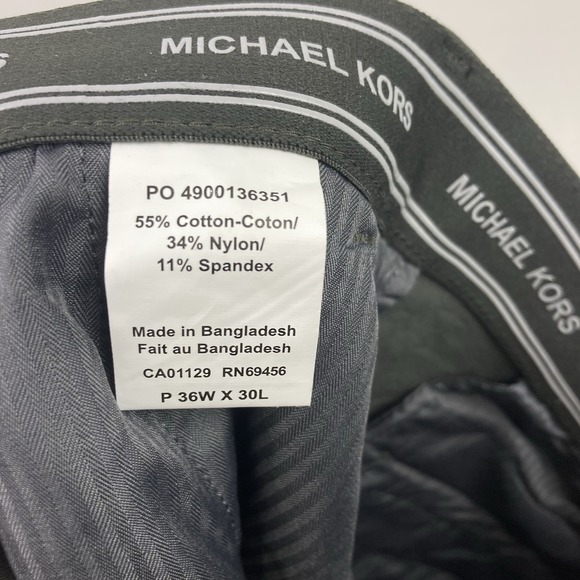 Michael Kors Mens Classic Fit Cotton Stretch Pants Dark Grey 36Wx30L E081297 - Picture 6 of 10